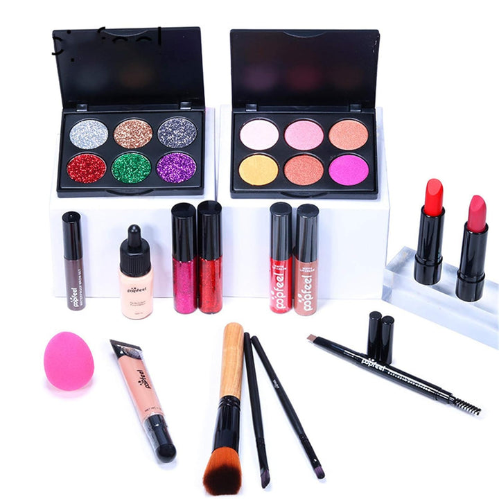 16St Schminkkasten Make-Up Set, Professionelles Kosmetische Schmink Set mit Lidschatten Lippengloss
