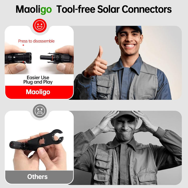 Maoligo 6mm² Solarkabel 1/2/3/5/10M Paar, H1Z2Z2-K Solar Verlängerungkabel mit Solarstecker,1500V, 6