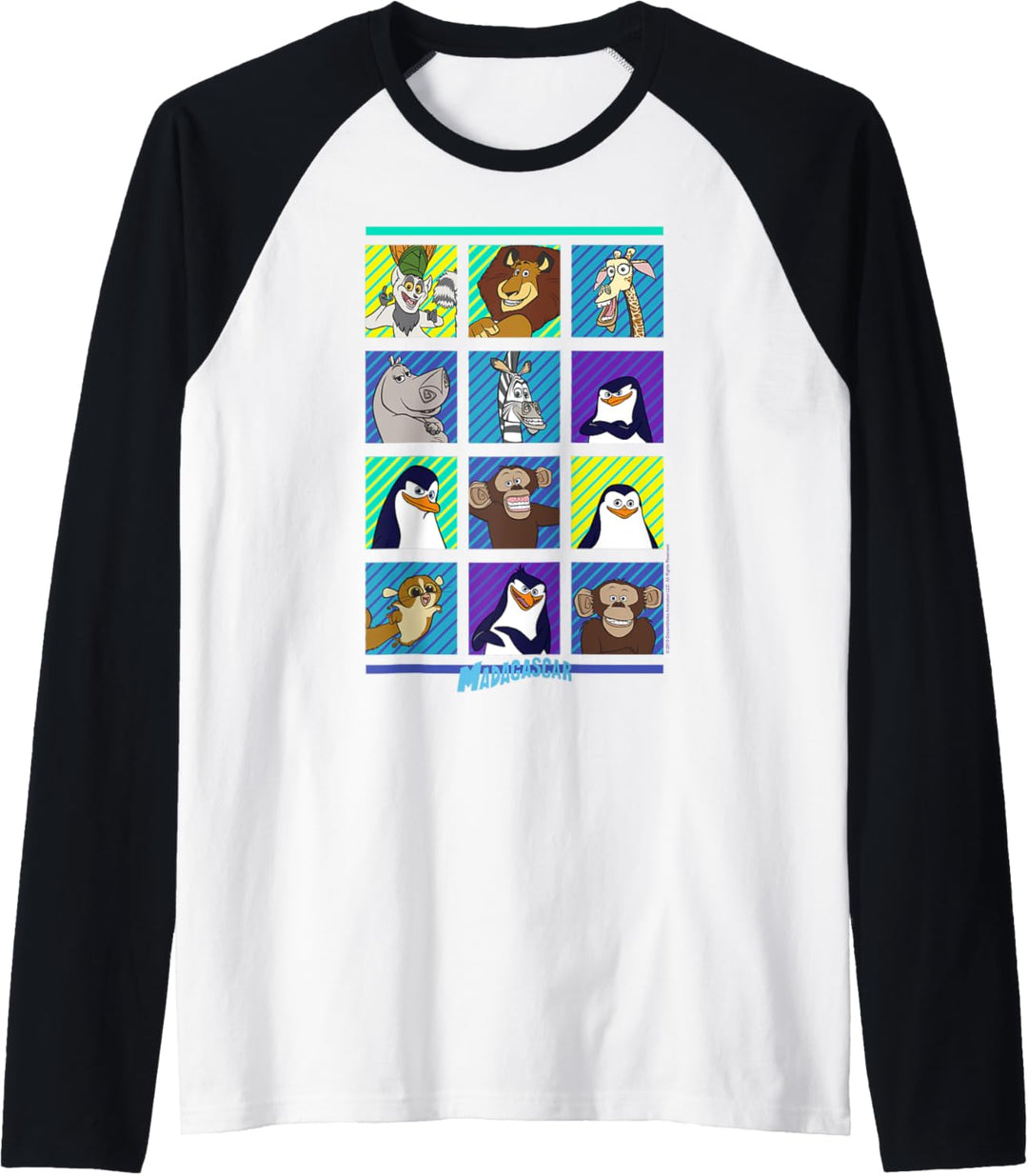 Madagascar Group Shot Bold Panels Poster Raglan