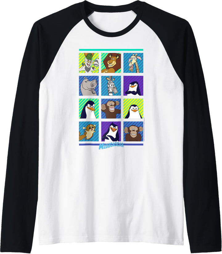 Madagascar Group Shot Bold Panels Poster Raglan