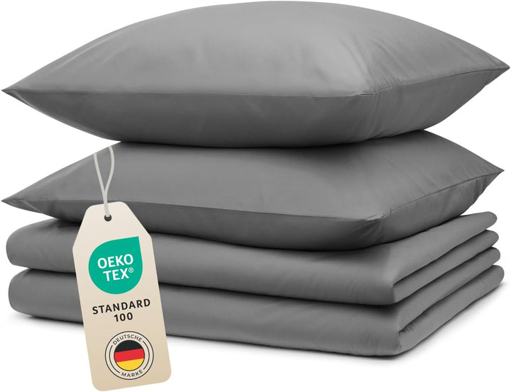 Blumtal Bettwäsche 135x200 4teilig - 2X Deckenbezug 135x200 + 2X Kissenbezug 40x80 cm - Oeko-TEX zer