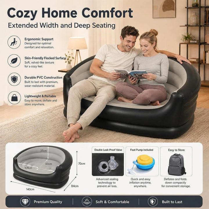 2-Sitzer Aufblasbares Sofa, Aufblasbarer Sessel Indoor &amp; Outdoor | Aufblasbare Couch für Erwachsene,