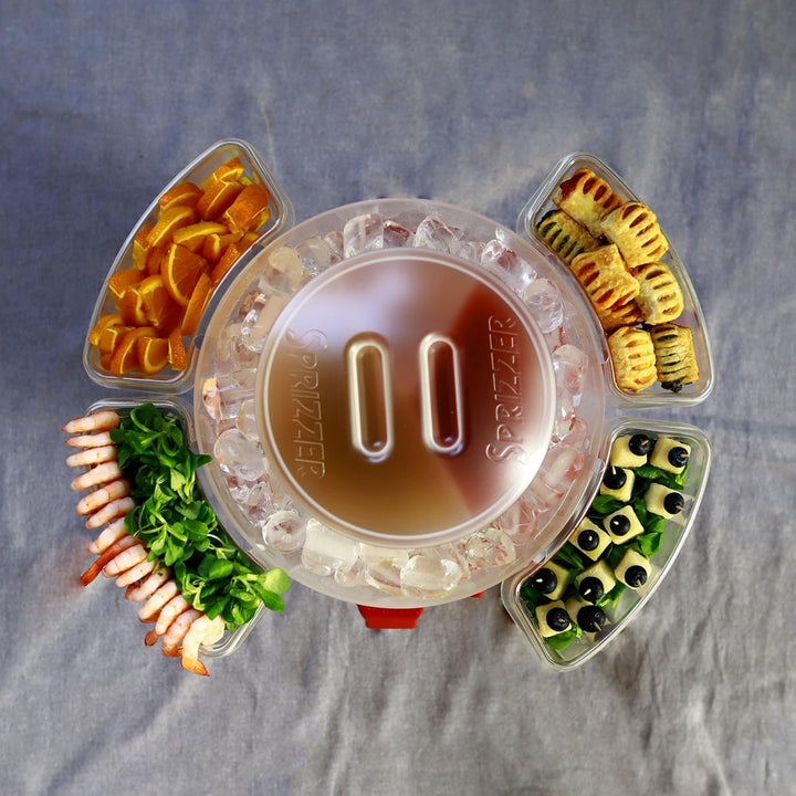 Sprizzer - Set Aperitif 4 Transparente Schalen für Snacks und Lebensmittel, zum Anbringen am Behälte