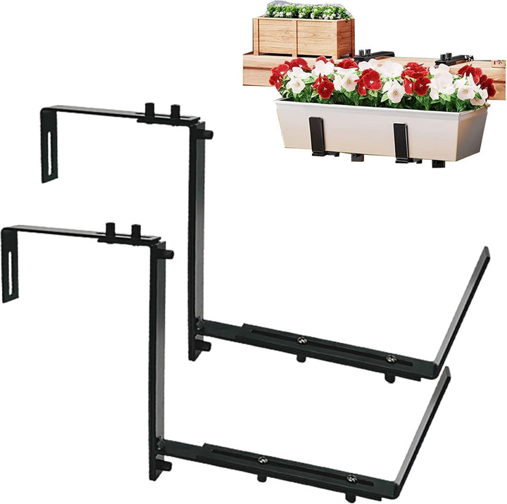 Window Box Planter Brackets, Balcony Railing Brackets, Adjustable Metal Frame, Strong Duty Plant Hol