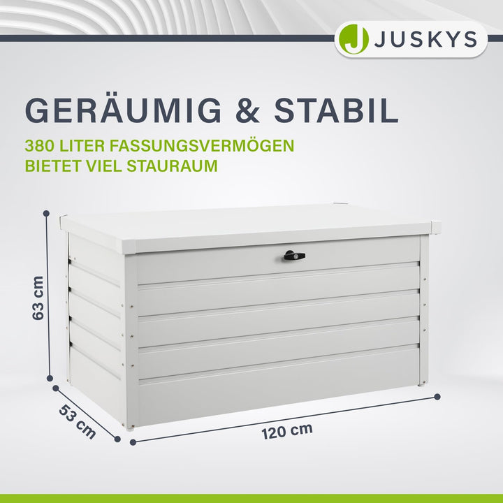 Juskys Metall Aufbewahrungsbox Limani 380 Liter - Outdoor Box - wasserdicht, abschliessbar - Gartenb