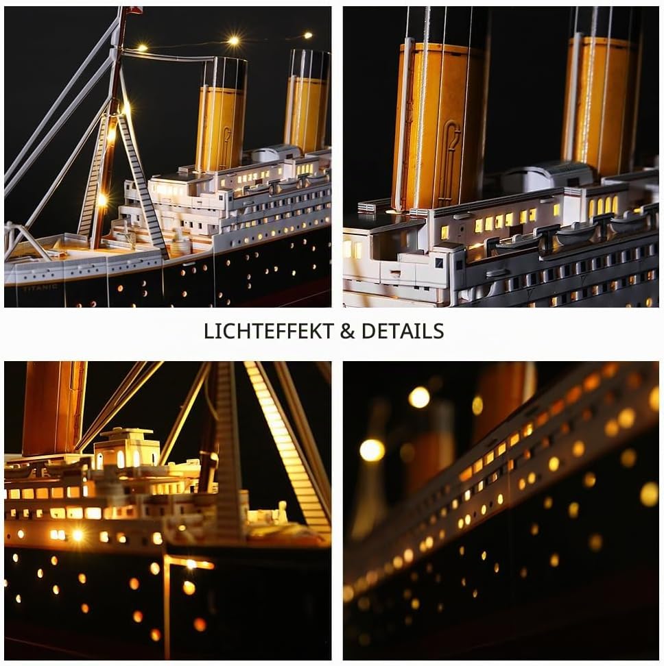 CubicFun Titanic 3D-Puzzle, LED, 88 cm, Modell Titanic, Spielzeug für Erwachsene und Jugendliche, 26