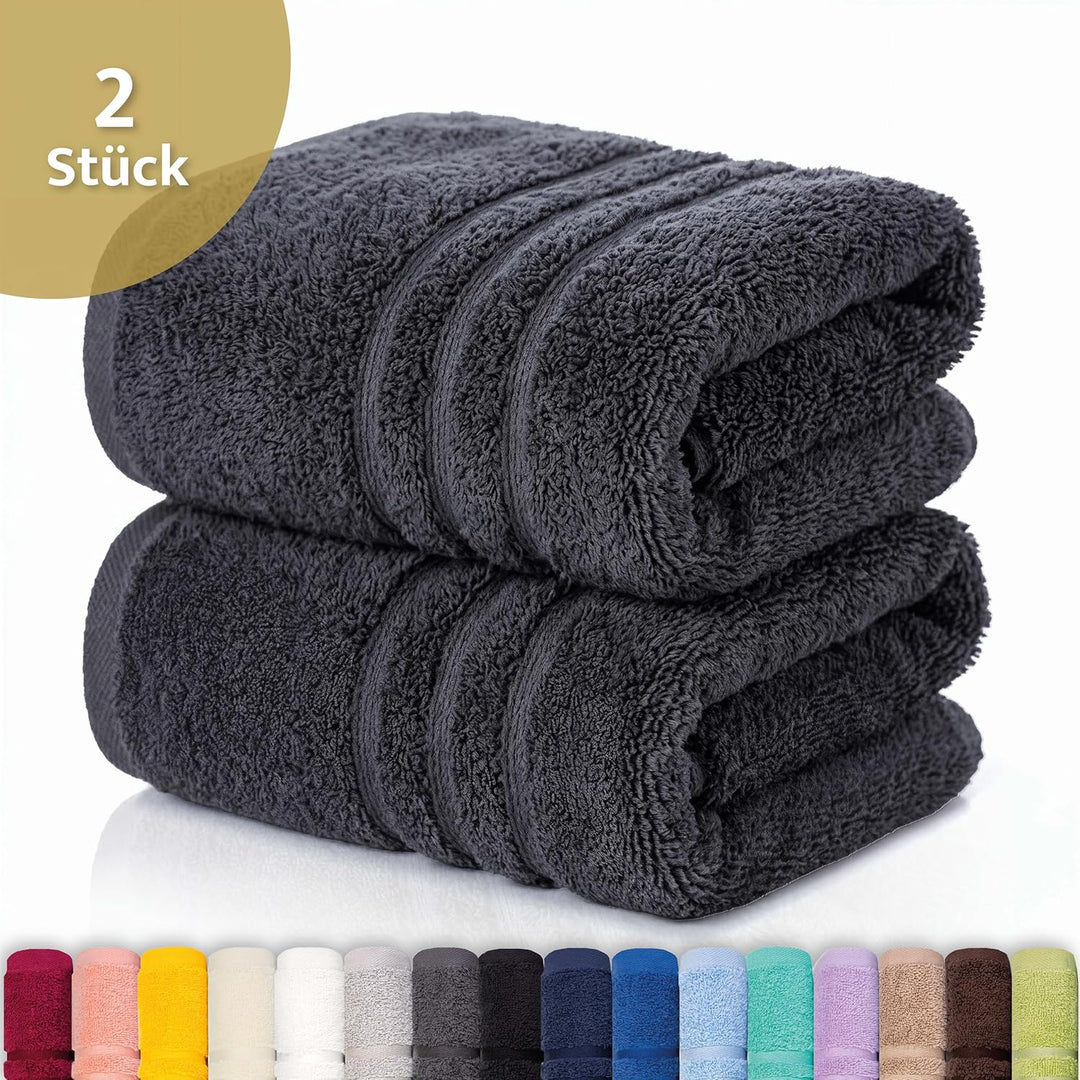 Lavea 2er Set Duschtuch 70x140 cm, Frottierserie Elena - Premium Dusch-Handtuch Set/Badetücher Set -