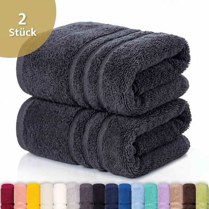 Lavea 2er Set Duschtuch 70x140 cm, Frottierserie Elena - Premium Dusch-Handtuch Set/Badetücher Set -