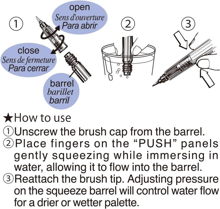 Kuretake Zig Aquarell-Pinsel2O, mehrfarbig, klein, S
