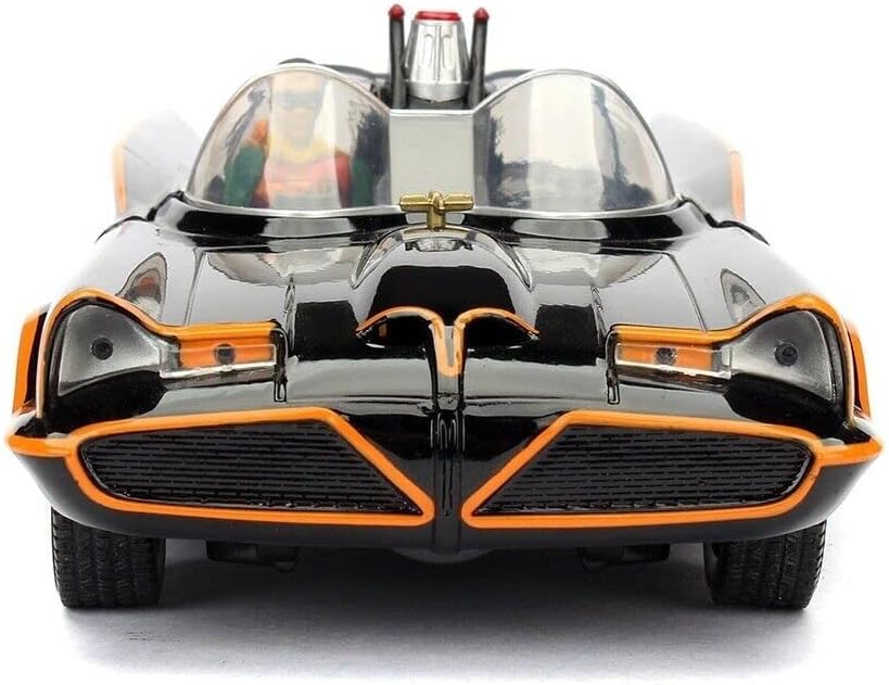 Jada Toys – 98259bk – Batmobil – 1966 Version – mit Figuren – Massstab 1/24 – Schwarz/Rot