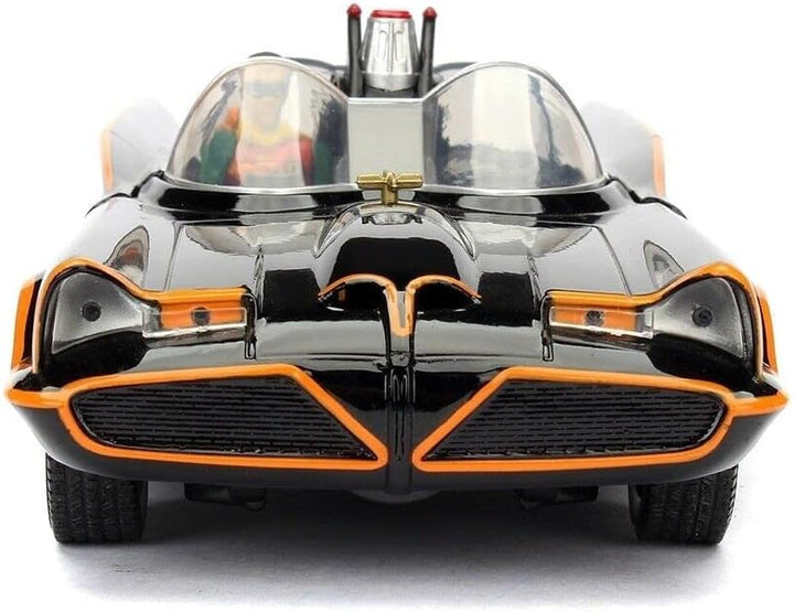 Jada Toys – 98259bk – Batmobil – 1966 Version – mit Figuren – Massstab 1/24 – Schwarz/Rot