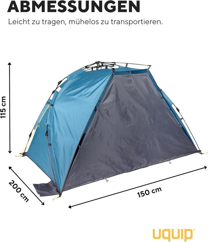 Uquip Strandmuschel Speedy Petrol I 150 x 115 x 200 cm I UPF 50+ Strandzelt zum Schutz vor Sonne, Wi