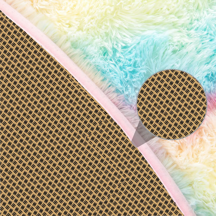 VOFUSHON Teppich Rund Hochflor Teppich Wohnzimmer Teppich Langflor Teppiche für Wohnzimmer flauschig