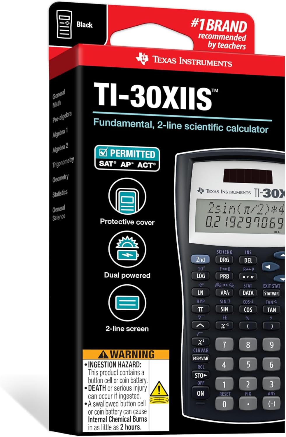 Texas Instruments TI-30X IIS Pocket Scientific Black Calculator - Taschenrechner (Pocket, Scientific