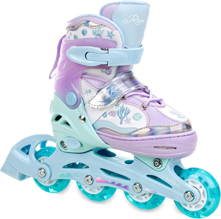 3in1 Inline Skates Inliner/Triskates/Rollschuhe Raven Lia/Loret verstellbar mit LED Leuchtrad 27-30