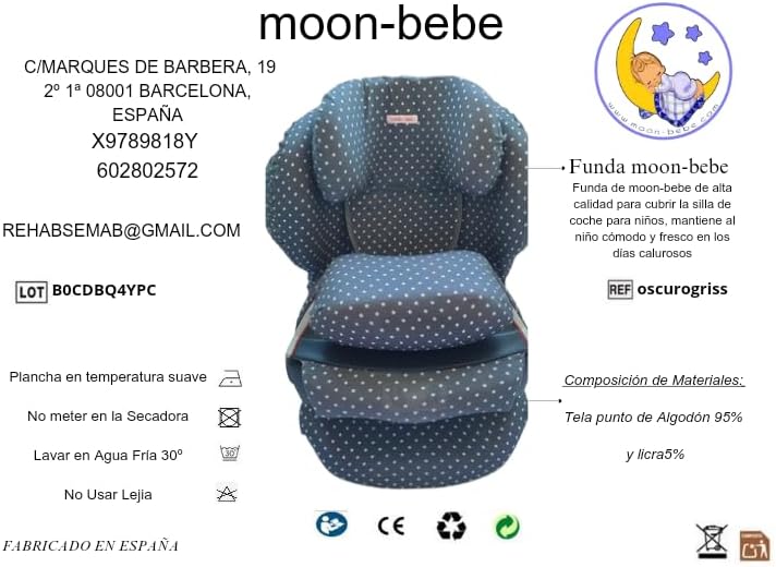 moon-bebe Bezug kompatibel mit Cybex Silver Juno 2-Fix Autositz (Grau), grau
