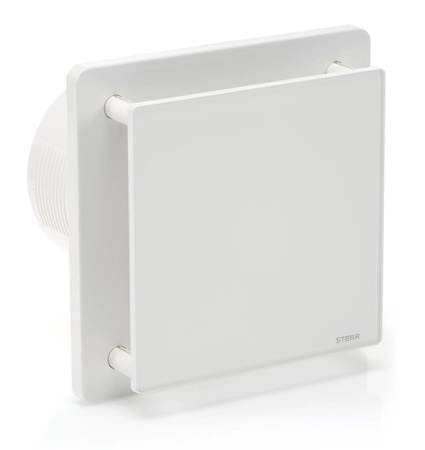STERR Weisser Badlüfter 125 mm mit HYGROSTAT - Badezimmerventilator - Glasfront - Modernes Aussehen