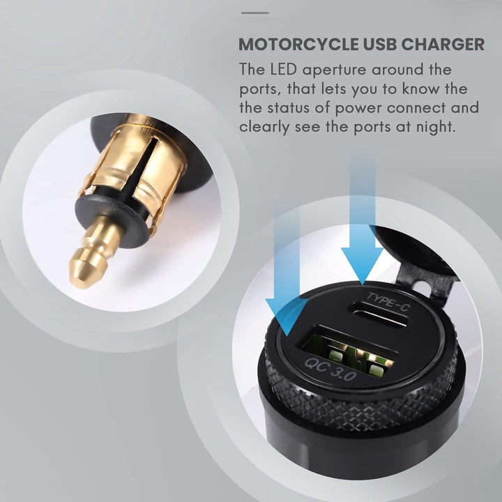Jevina Motorrad DIN Stecker Wasserdichtes LadegeräT EIN QC3.0 USB LadegeräT & Typ C 30W Netzteil Ada