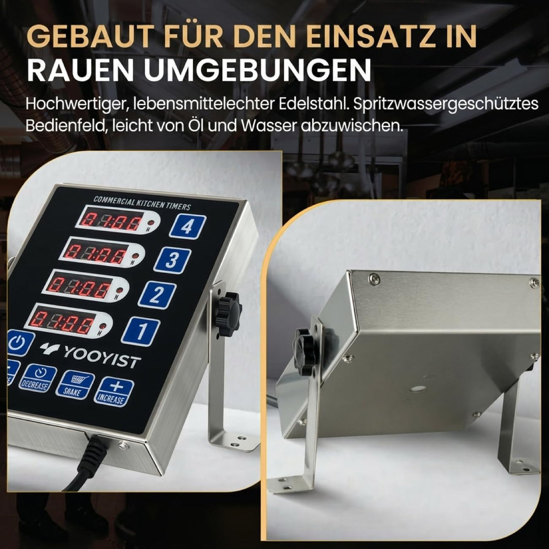 YOOYIST Professionelle Digitaler 4-Kanal-Küchentimer Restaurant Countdown Küchen Timer Kommerziell K