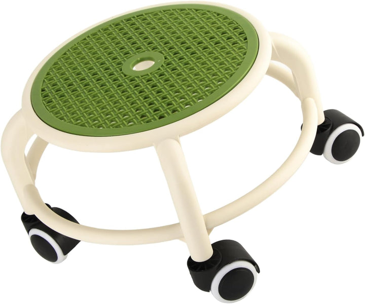 Qcwwy Drehhocker, Stilvoller, Runder, Niedriger Rollhocker für zu Hause, Atmungsaktives Design, Hohe
