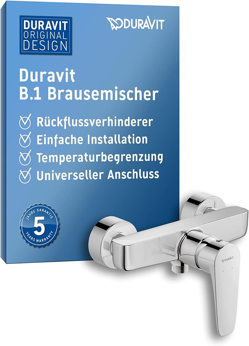 Duravit B.1 Duscharmatur Aufputz für 1 Verbraucher, Einhebel-Brausemischer mit Keramikmischsystem, c