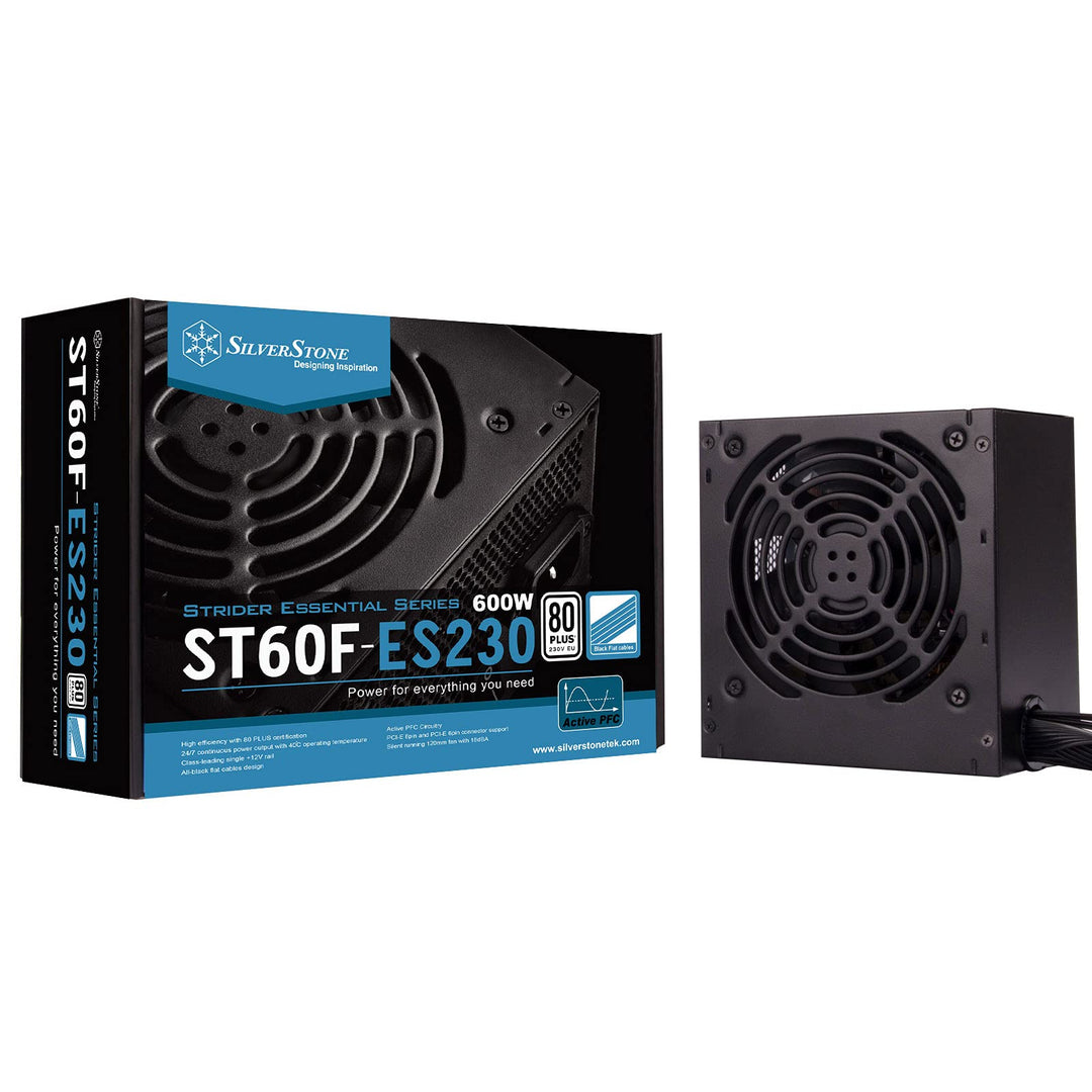 Silverstone SST-ST60F-ES230 - Strider Essential Serie, 600W 80 Plus 230V EU ATX flüsterleises PC-Net