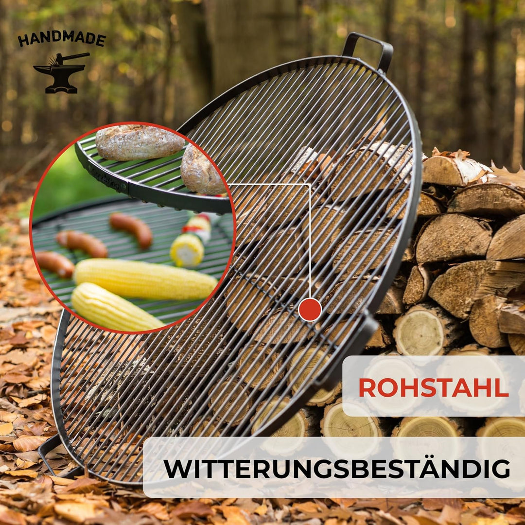 Grillrost Grillgitter Ø80cm für Schwenkgrill aus Rohstahl mit 4 Tragegriffen Grillen Grill von CookK