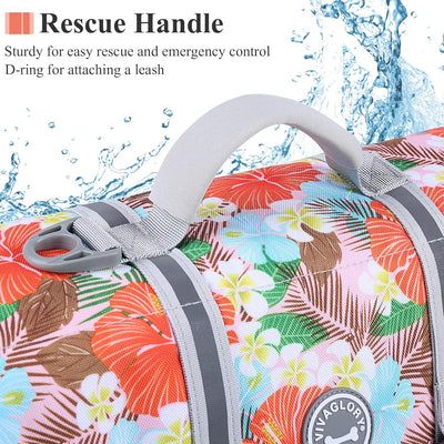 VIVAGLORY Ripstop Hunde Rettungsweste für Kleine Mittel Grosse Hunde Bootfahren, Hund Schwimmweste m