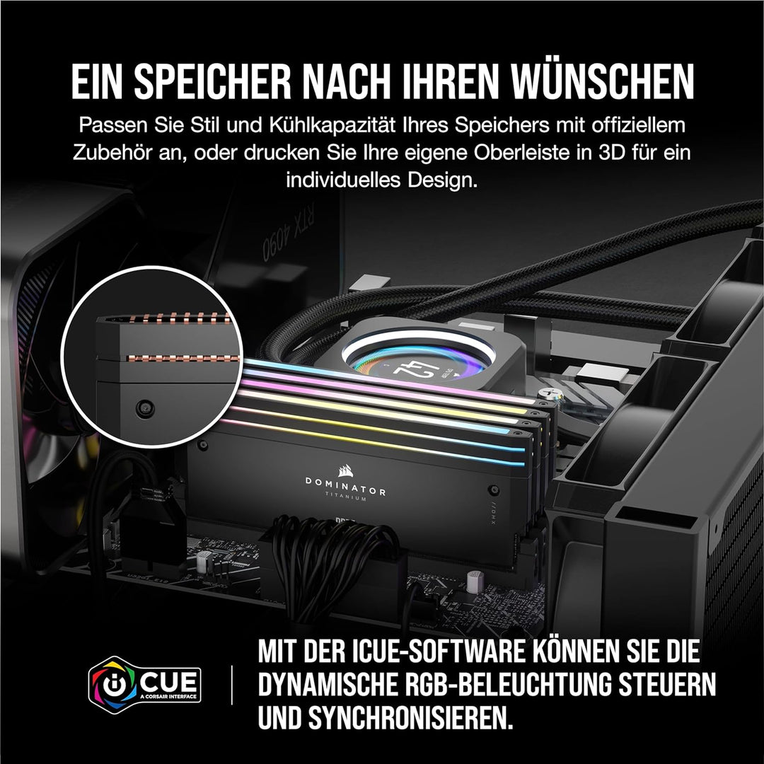 CORSAIR Dominator Titanium RGB DDR5 RAM 32GB (2x16GB) DDR5 6600MHz CL32 Intel XMP iCUE-Kompatibler C