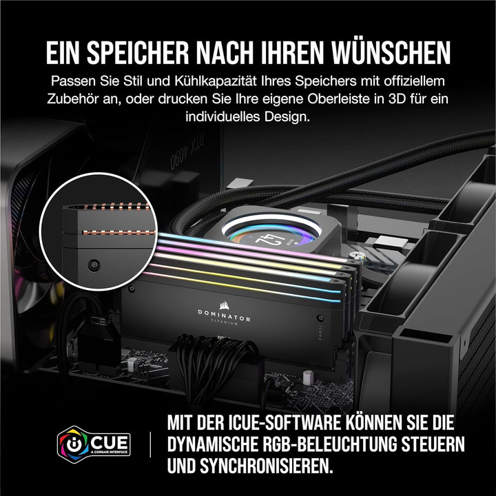 CORSAIR Dominator Titanium RGB DDR5 RAM 64GB (4x16GB) DDR5 6400MHz CL32 Intel XMP iCUE-Kompatibler C