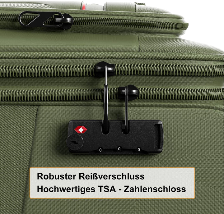 Weichschalenkoffer Set 3-teilig erweiterbar - Stoffkoffer Trolley wasserfest - Reisekoffer mit 4 Rol