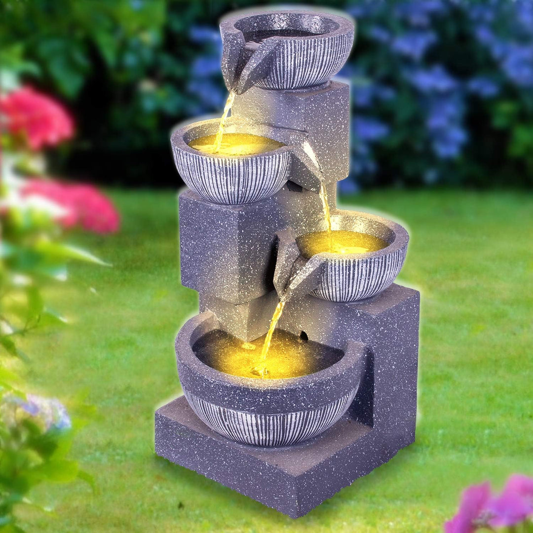 Gartenbrunnen Brunnen Zierbrunnen Zimmerbrunnen Springbrunnen Brunnen Wasser-Spiel mit LED-Licht 230
