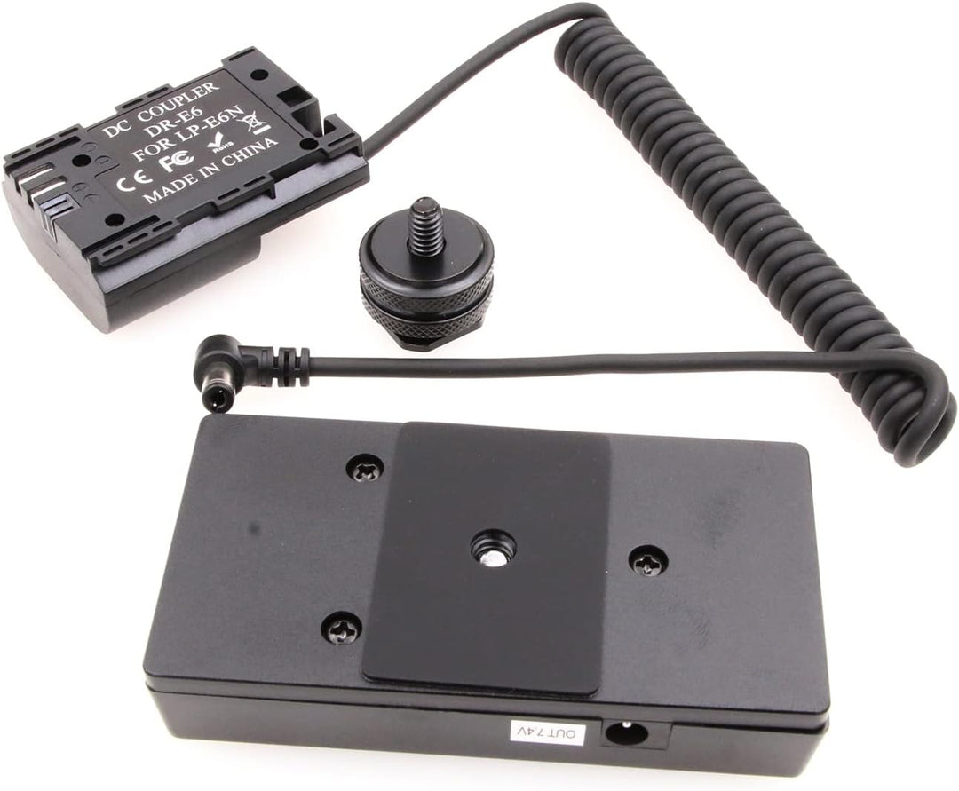 ZBLZGP NP-F970 Batterieplattenhalter Adapter + LP-E6 Dummy Akku Kupplung für Canon Eos 5D Mark II II