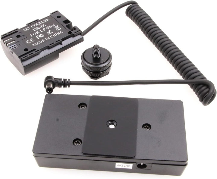 ZBLZGP NP-F970 Batterieplattenhalter Adapter + LP-E6 Dummy Akku Kupplung für Canon Eos 5D Mark II II