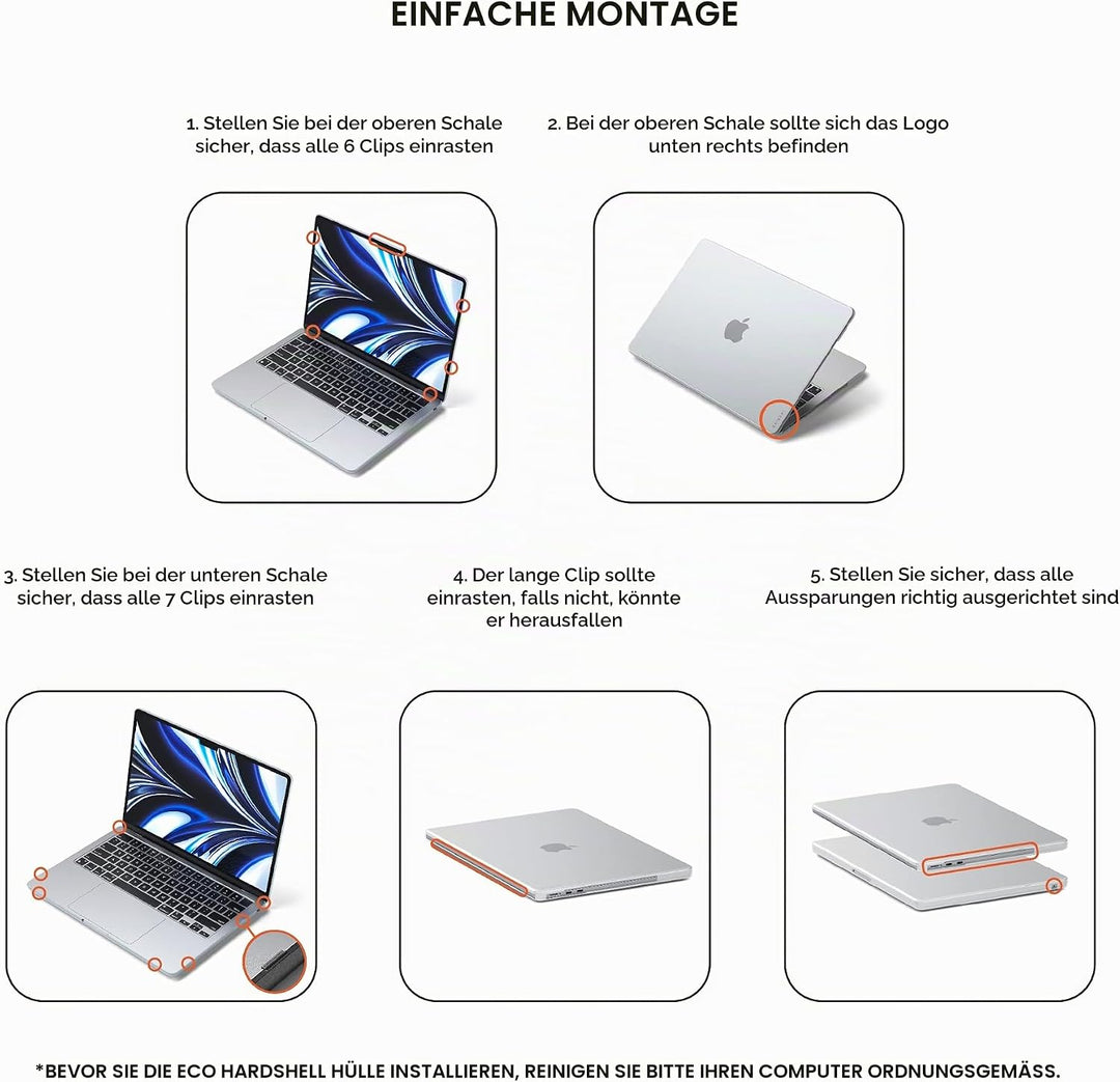 SATECHI Eco Hardshell Case - Kompatibel mit MacBook Air Case (M2, 2022) Modell A2681 – Leicht und Sc