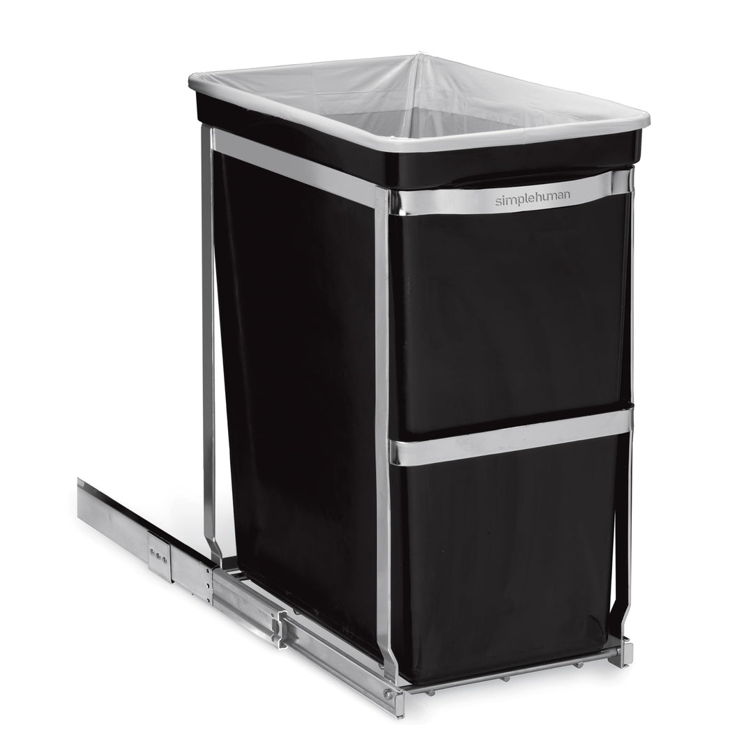 simplehuman CW1124 30 Liter, ausziehbarer, Mülleimer Küche, Einbau Abfallsammler, Abfalleimer, Müllt