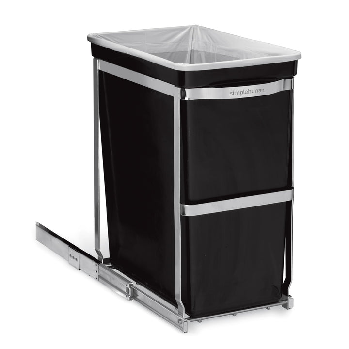 simplehuman CW1124 30 Liter, ausziehbarer, Mülleimer Küche, Einbau Abfallsammler, Abfalleimer, Müllt