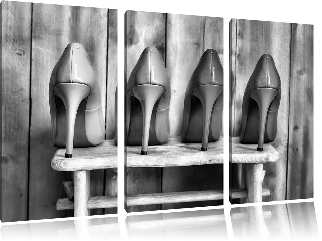 Pixxprint Bunte High Heels als Leinwandbild | Grösse: 3 Teilig (120x80) | Wandbild| Kunstdruck | fer