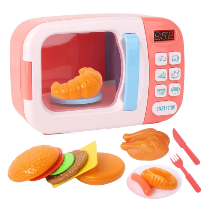 Yulokdwi Spielzeug Mikrowelle,Küchenspielzeug Set mit Licht und Sound - Realistischer Timer Mikrowel