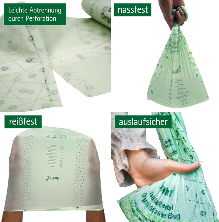 bioMat 30l kompostierbare und klimaneutrale Bioabfallbeutel, 20 Stk. Biomüllbeutel, DIN+ Zertifizier