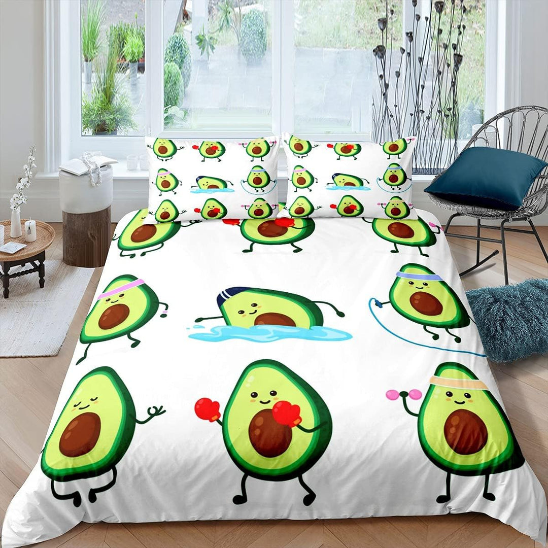 Homewish Avocado Bettwäsche Set 135x200 Für Jungen Mädchen Cartoon Lustige Süsse Frucht Avocado Bett