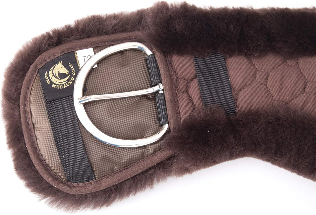 Merauno® Lammwolle Western Mondgurt Sattelgurt, aus Qualitäts Merino Lammwolle, spezielle anatomisch