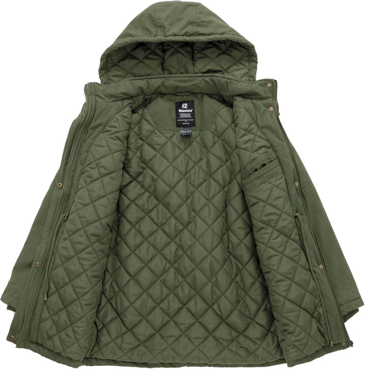 Wantdo Damen Klassische Baumwoll Jacke Warmer Fleece Mantel Winter Outdoor Parka Jacke Mittellanger