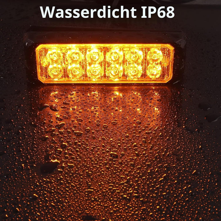 COLFULINE 4 x 12 Led Frontblitzer Blitzer, 12/24V Warnlicht Stroboskoplicht Notfall Licht Wasserdich