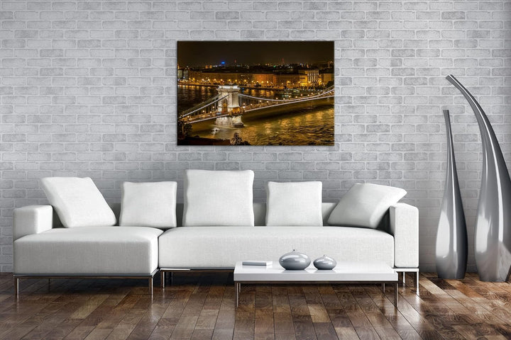 deyoli Kettenbrücke im schönen Budapest im Format: 60x40 als Leinwandbild, Motiv fertig gerahmt auf