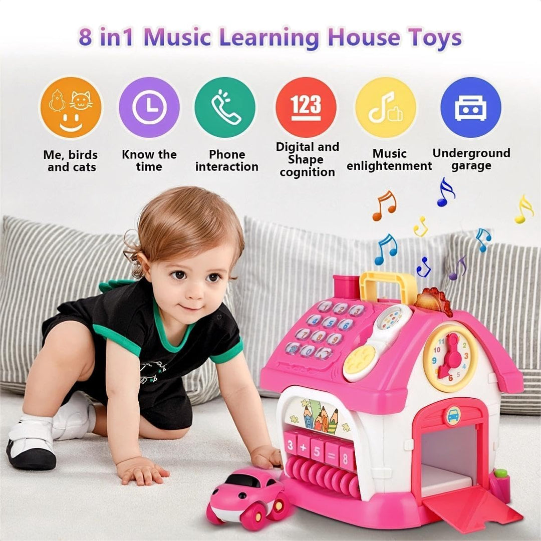 Musikspielzeug ab 1 Jahr, 8-in-1 Montessori Aktivitätshaus mit Licht, Musik & Englisch-Spanisch Lern