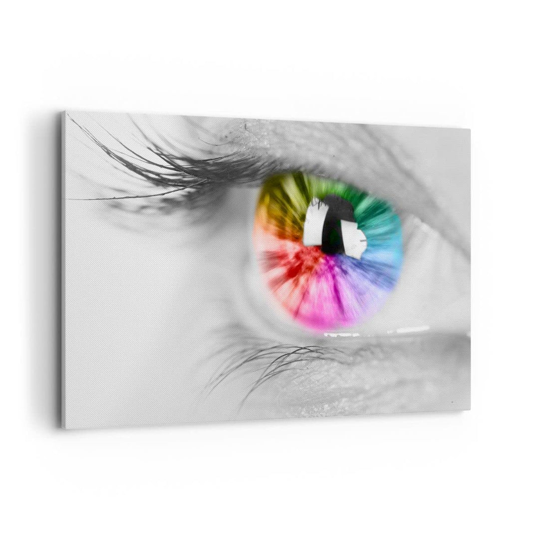 Bilder auf Leinwand 100x70cm Leinwandbild Auge Regenbogen Wimper Grafik Gross Wanddeko Bild Schlafzi