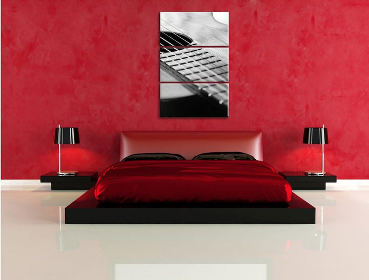 Pixxprint Gitarrensaiten am Schallloch 3-Teiler Leinwandbild 120x80 Bild auf Leinwand