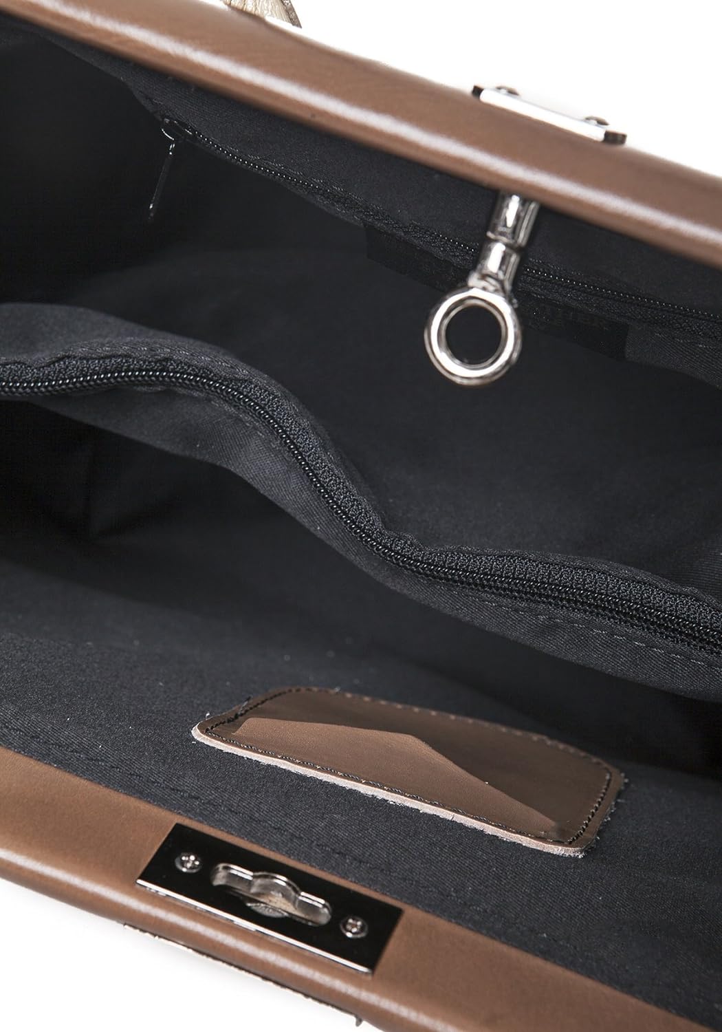 Henkeltasche Monaco Cappuccino Braun, Tragetasche aus echtem Leder, Frauenhandtasche Made in Italy,