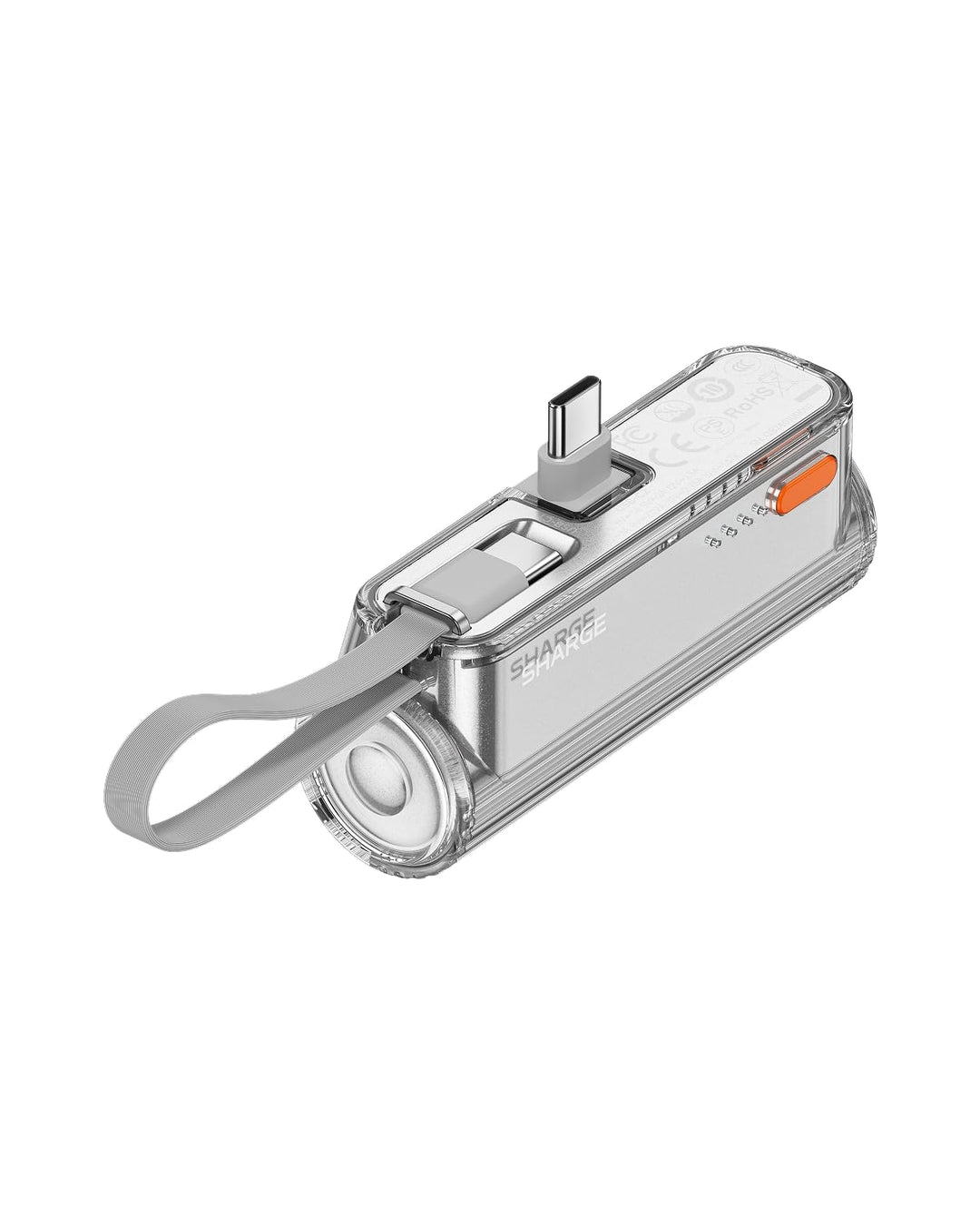 SHARGE Flow Mini 2 Powerbank, Tragbares Ladegerät 22,5W PD-Schnellladen mit Doppelstecker und integr